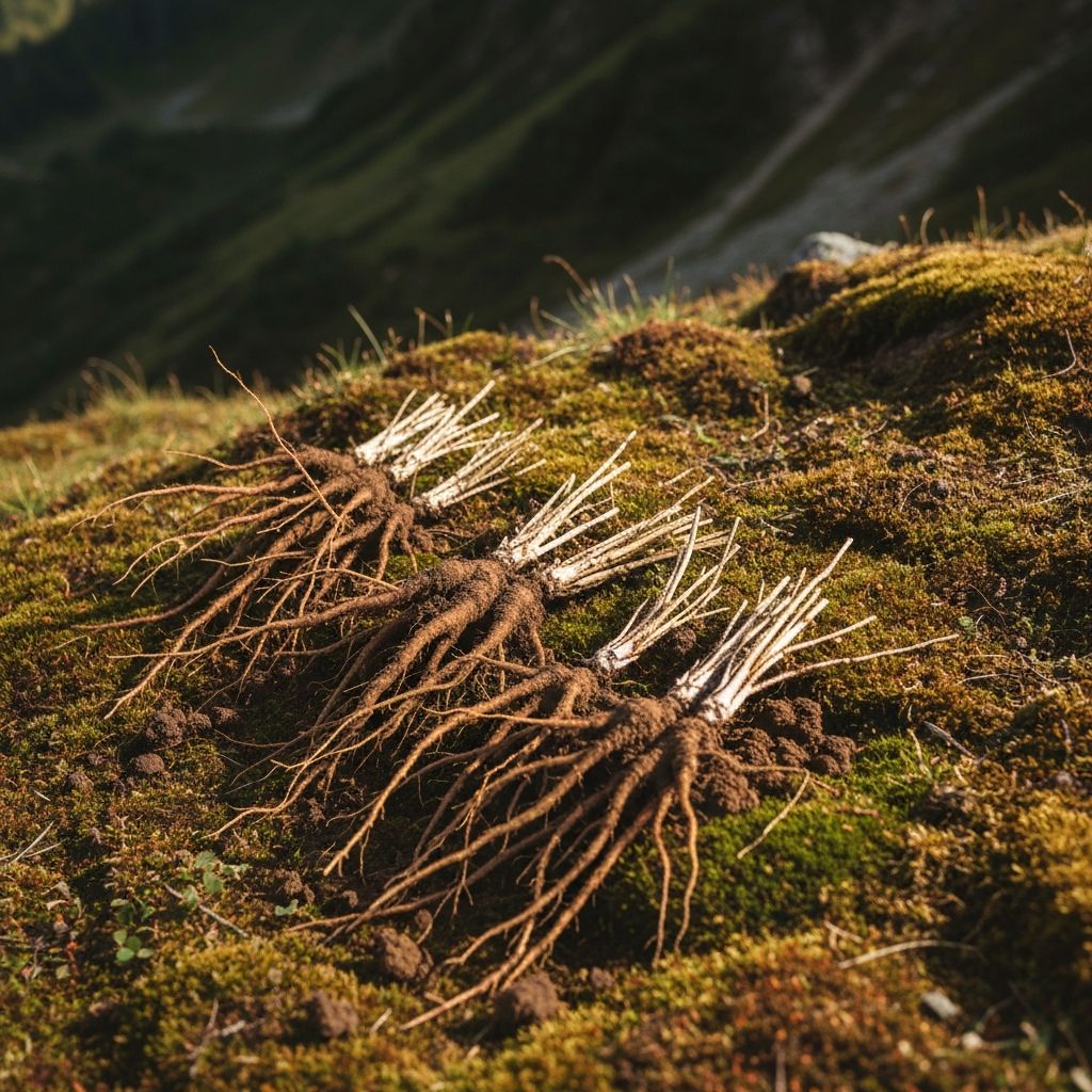 Freshly harvested alpine roots